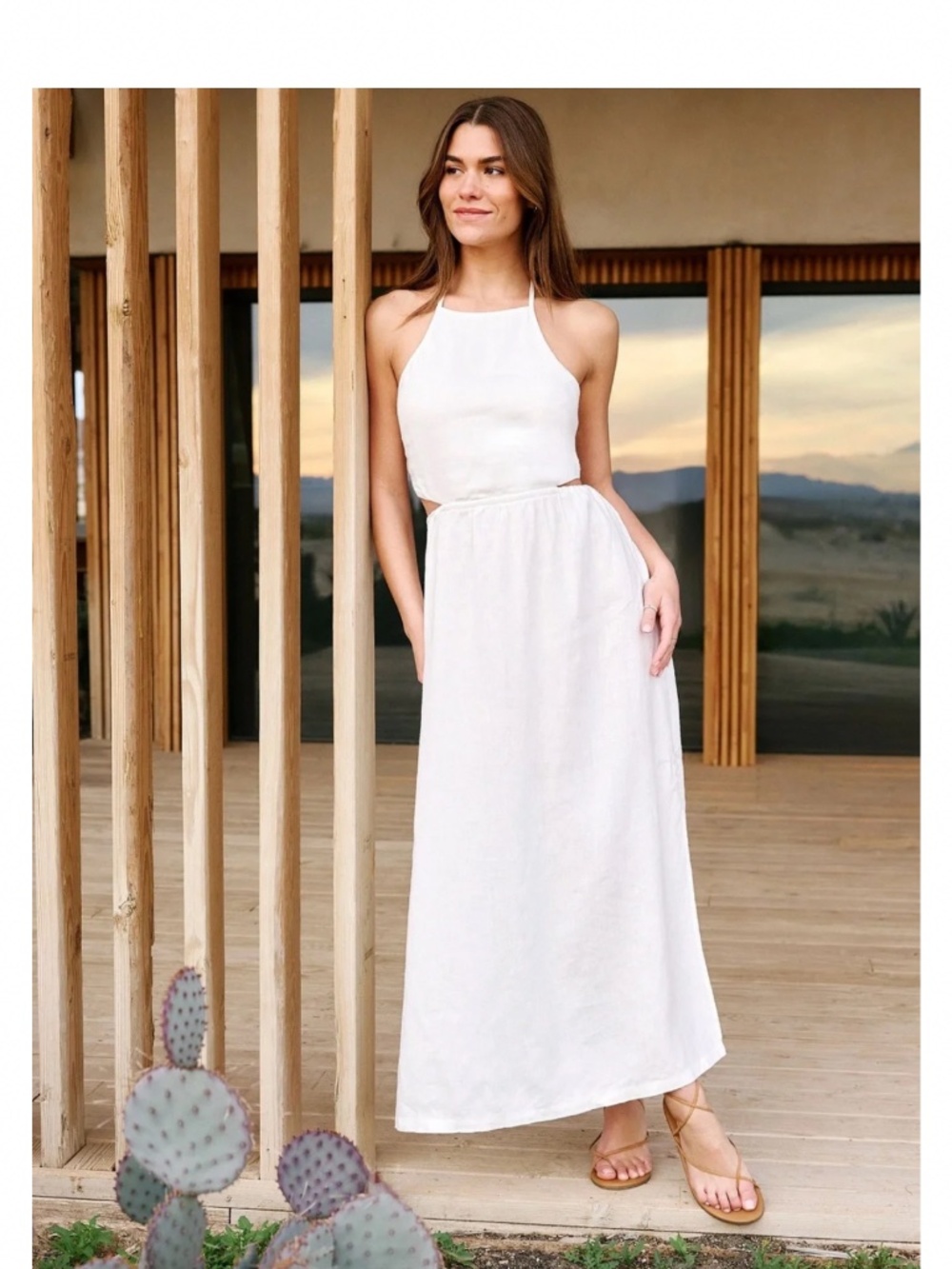 Beyond Yoga Softwash Linen Halter Dress Pink s